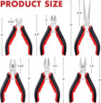 ARROW Mini Pliers Set, 6-Piece Precision Jewelry & Craft Kit – Includes Needle, Diagonal, Long, Bent, End Cutting & Lineman Pliers for Electronics, Crafts & DIY, with Pouch