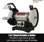 BUCKTOOL 8 inch Dual Speed Bench Grinder & Buffer, Professional Low High Speed Bench Grinder Buffer with Cast Iron Base TDS-200DS
