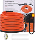 25FT Heat Tape for Water Pipes Freeze Protection IP65 Waterproof 7W/FT 110V BDDFOTO Water Pipe Heat Cable With Thermostat Self-Regulating Pipe Heater for House Garden/RV Camper