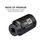 CASOMAN 1/2" Drive x 34 mm Deep 6 PT Impact Socket, CR-MO, 1/2-inch Drive 6 Point Axle Nut Socket for Easy Removal of Axle Shaft Nuts (34MM)