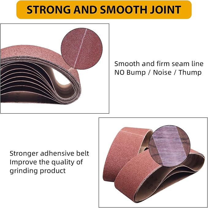 2 x 72 Inch Sanding Belts,2 Pcs Each of 40 60 80 Grits Grinding Belts for 2x72 Belt Sander,Premium Aluminum Oxide Sharpening Sander Belts,6 Pack