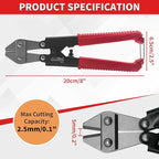 Bolt Cutter 8 inch, Mini Bolt Cutter with Comfort Handle Grip, Safty Lock, Heavy Duty Bolt Cutter for Bolts, Steel Wires, Cables and Rivets