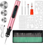 Electric Engraving Pen with 37 Bits, USB Rechargeable Cordless Etching Engraving Tool, Portable DIY Rotary Engraver for Jewelry Wood Glass Stone Carving (Rose Red)