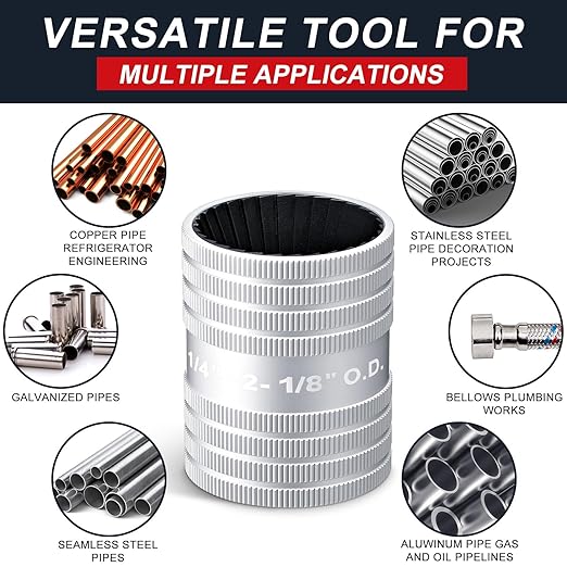 Zonon Stainless Steel Pipe Reamer,1/4" to 2 1/8" Inner/Outer Reamer,Tube Deburr Chamfer Tool,Tube Remove Burr Tool,Plumbingtools for Smoothing Reaming PVC Ppr Copper Brass Aluminum Pipes