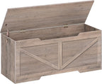 HOOBRO 47.2” Storage Chest, Retro Wooden Storage Bench with U-Shaped Cut-Out Pull, Toy Chest with Safety Hinge, Supports 220 lb and Easy Assembly for Toy Box Organizer (Greige) BG773CW01