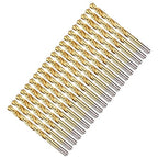 Drill Bit, 19/64" Cutting Diameter, 4341 HSS TiN Coated 135° Cutting Angle Jobber Bits - (Applications: for Drilling Soft Metal Plastic Wood), 20-Pieces
