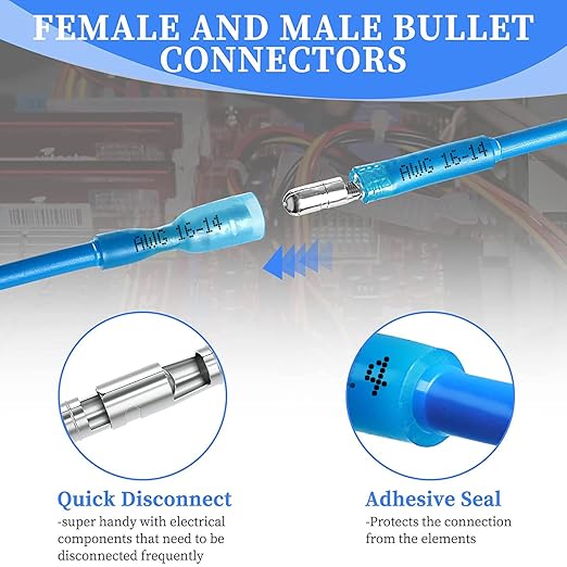 Qibaok 320PCS Heat Shrink Bullet Connectors Kit Female & Male Bullet Butt Terminals Insulated Waterproof Electrical Marine Crimp Automotive Connectors