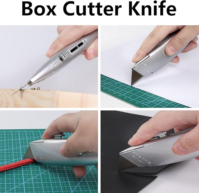 DIYSELF 30 Pack Box Cutter Heavy Duty Aluminium Shell Utility Knife | SK5 Steel Sharp Blade | Retractable Knife for Cutting Cartons Ropes and Cardboard | Home and Office Use (Silver)