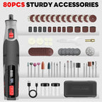 PHALANX Cordless Rotary Tool Kit, 4V 4000mAh Battery, 80 Accessories, 9 Speed Settings, 28000 RPM Max, Type-C Charging (PRT-Black)