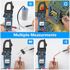 Digital Inrush Clamp Meter Multimeter, MESTEK T-RMS 6000 Counts 600A Current Amp Volt Meter with VFD,LOZ Mode; Measures NCV AC/DC Current Voltage Temperature Resistance Capacitance Continuity