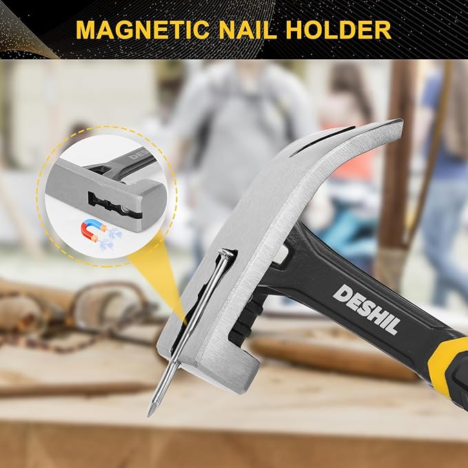 22 oz Claw Hammer with Fiberglass Handle, Drop Forged One Piece Claw Hammer, All Purpose Hammer, Smooth Face, Shock-Absorbing Grip