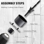 Hole Saw Set, 22PCS Hole Saw Kit with 3/4" to 5" (19mm-127mm) 13Pcs Saw Blades, Mandrels, Installation Plate, Drill Bits, Hex Key with Storage Box, Ideal for Soft Wood, Plywood, Drywall, PVC