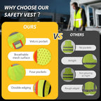 Class 2 Safety Vest with Zipper Front and multiple Pockets, High Visibility Vest, Meets ANSI/ISEA Standards