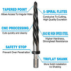 7/16" Bridge Construction Reamer Drill Bit, M2 HSS Taper Chucking Reamer for Steel Alloy Metal Wood Plastic, 3/8" Non-Slip Shank, 5-Spiral Flutes Car Reamer, to Align or Enlarge Holes, 11mm