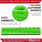 Olsa Tools Magnetic Socket Organizer | 3/8-inch Drive | SAE | Green | Holds 26 Sockets | Professional Quality Tools Organizer