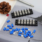 Terminal Block,2 Pack 6 Circuits 20-30A 200v-450v Dual Row Screw Terminals Strip +24 PCS Heat Shrink Wire Connectors