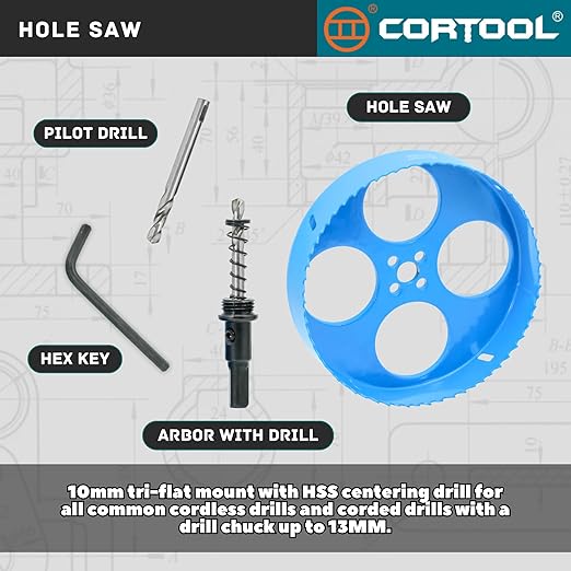 7 Inch Hole Saw with Arbor for Metal and Drywall Cutting, Bi-Metal Hole Cutter, 7" Hole Saw Kit for PVC Boards, Fiberglass and Vent Pipes