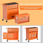 8-Drawer High Capacity Rolling Tool Chest, Removable Cabinet Storage Tool Box with Wheels and Drawers, Detachable Toolbox with Lock for Workshop Mechanics Garage（Orange）