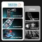 Seesii 21V Cordless Electric Ratchet Wrench Set, 66Ft-lbs 200RPM Power Ratchet Wrench 3/8", Variable Speed Trigger, 2x 2.0A Batteries & Charger, 8 Sockets, 1/4" and 1/2" Adapter, 3" Extension Bar