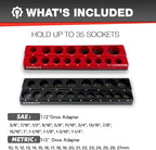 1/2" Magnetic Socket Organizer Set, 2-Piece SAE & Metric Socket Holder Kit,，Tools tray， holds 35 Deep and Shallow 1/2" Sockets, attaches to steel box/tool cart (sockets not included)