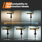 Rechargeable Work Light with Stand, GoGonova Cordless Work Light with Triple LED Lamps, 8AH Battery, 700/1200/2200 Lumen, 4000/6500K Dimmable Camping Light with Detachable Tripod（Yellow）