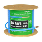 14 AWG Tracer Wire 600V 100% Solid Copper Conductor Direct Burial Underground, Blue Tracer Wire for Locating Underground Pipes and Lines Water Sewer Pipe Fiber Optic Gas Electrical Wire, 1000 FT