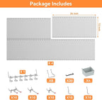 WALMANN Metal Pegboard Kit with Accessories for Wall Garage Tools Storage Pegboard System for Garage, Workbench, Modular Peg Board Tool Organizer Board with Hooks(Grey)
