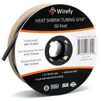 Wirefy 5/16" Heat Shrink Tubing - 3:1 Ratio - Adhesive Lined - a resistant Heat Shrink - Black - 50 Feet Roll