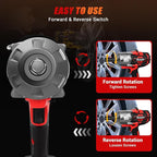 Cordless Impact Wrench 1/2" for Milwaukee 18V Battery, Impact Wrench 1450FT-LBS(2000N.m) High Torque Brushless Electric Impact, with 4 Modes Power Impact Driver for Car, Truck, Mower (No Battery)