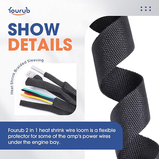 2 to 1 Heat Shrink Woven Tubing Abrasion Resistant Braided Sleeving Shrinkable Fabric Loom Protector for Auto Amp Harness Sheath Cable(1-3/8"ID-216inch)