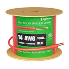 14 AWG Tracer Wire 600V 100% Solid Copper Conductor Direct Burial Underground, Red Tracer Wire for Locating Underground Pipes and Lines Electrical Wire Gas Water Sewer Pipe and Fiber Optic, 1000 FT