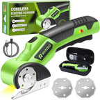 Cordless Electric Scissors Box Cutter 2 Rotary Blades – 4V Duty Rechargeable Cardboard Cutter, Storage Box & Fabric Scissor With Safety Lock, USB Cable – For Plastic, Carpet, Leather, DIY Crafts