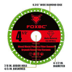 FOXBC 4-1/2 Inch Indestructible Multi-Material Cut Off Disc for Angle Grinders, 7/8" Arbor - 3 Pack
