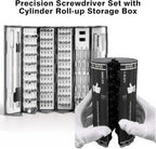 Precision Screwdriver Set 128 in 1 Professional Multi-Tool with S2 Magnetic Screwdriver Bits Roll-up Cylinder Organizer Portable Repair Tool Kit for Computer Phone Watch Electronics Maintenance
