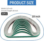 1/2 Inch x 18 Inch Sanding Belts for Air Belt Sander, 1/2 x 18 Inch Zirconia Sanding Belts 60 Grit for Woodworking, Metal Polishing, Derusting, 20-Pack