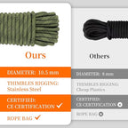 AOLEBA 10.5 mm Static Climbing Rope 10M(32ft) 20M(64ft) 30M(96ft) 50M(160ft) 70M(230ft) Outdoor Rock Climbing Rope, Escape Rope Ice Climbing Equipment Fire Rescue Parachute Rope