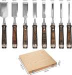 10 Pieces Wood Chisels Set with Honing Guide & Sharpening Stone for Woodworking Wood Carving Tools Kit with Wooden Box for Beginners and Professionals(Black Walnut)