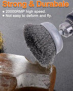9 Pack Drill Wire Brush with 1/4-Inch Hex Shank, Rocaris Carbon Steel Drill Wire Brush, Cup/ Wheel/ Pen Brush Set for Rust Removal, Corrosion and Scrub Surfaces