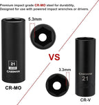 CASOMAN 1/2-Inch Drive x 21mm Deep Impact Socket, 6-Point, Metric, CR-MO