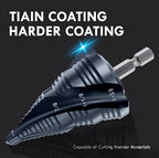 Four Sprial Flute M35 Cobalt Step Drill Bit, 1/4"-1-3/8" Ultra TiAIN Coated Unibit Step Bit, 1/4" Hex Shank Drill Bit for Metal, Stainless Steel, Aluminum, Copper, Wood, PVC