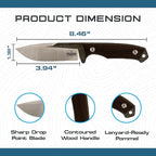 Prandi Cortel Traditional Fixed Blade Knife – Bushcraft Full Tang Survival Knife with Handmade Leather Belt Sheath for Hunting, Camping, Tactical, and Outdoor Field Use – AISI420MoV Steel – 3.076.T