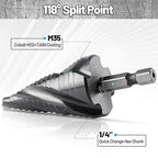 Cobalt M35 Step Drill Bit 1/4" to 3/4", TiAlN Coating 4 Spiral Flute Step Bit for Stainless Steel, Metal, Aluminum, Plastic