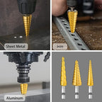 3PCS Step Drill Bit Set, HSS Titanium Step Drill Bits for Metal, 28 Sizes Stepper Up Bits with Portable Bag