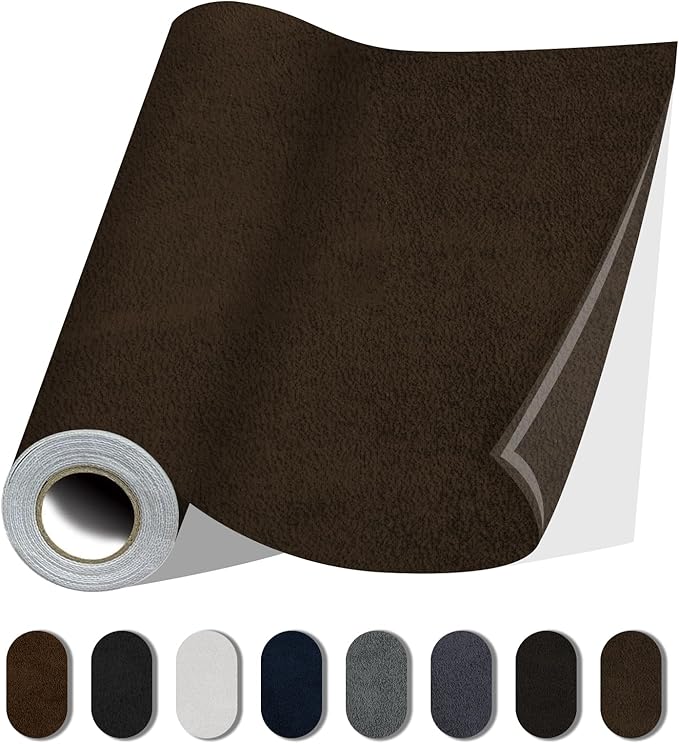Fabric Repair Patches, Self-Adhesive Suede Patches Tape Durable, DIY Large Fabric Repair for Sofa, Couches, Furniture, Chair, Clothing （3.5X79 Inch, Dark Brown）