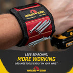 MagnoGrip Magnetic Wristband for Holding Screws, Nails, Drill Bits, Super Strong Magnets, Adjustable Strap, Essential Tool for DIYers, Handyman, Mechanics, Construction & Home Improvement - Red