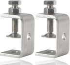 Stainless Steel C Clamps Small 1 1/2 Inch for Mounting, Heavy Duty U Clamps for Metal Working, Mini Desk Clamp with Stable Wide Jaw Opening & Protective Pads/I-Beam Design (2pcs)