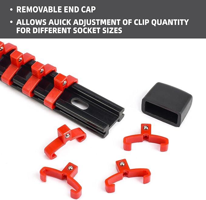 Socket Organizer Drive ABS Tools-Socket Holder, Premium Quality 12 Pieces Socket Holders Kit 1/4-Inch x 64 Clips, 3/8-Inch x 60 Clips, 1/2-Inch x 48 Clips