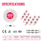 Kuject 400PCS Solder Seal Wire Connectors AWG 22-18, Red Solder Seal Heat Shrink Butt Connectors Terminals Solder Sleeve Waterproof Wire Splice Connector for Marine Automotive Boat Wire Joint