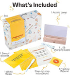 Resparked Creation Series Acrylic Night Light Lamp Crafting Kit –Personalized Engraving, Rechargeable Base, Step-by-Step Instructions, Stencils, and Practice Material for Home Décor or Gift-Giving