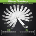 Spurtar Feeler Gauge Set Stainless Steel, 32 Blades Tapered and 16 Blades Offset Filler Gauge Set, Dual Marked SAE and Metric Feeler Guages for Spark Plug, Valve, Piston, Guitar